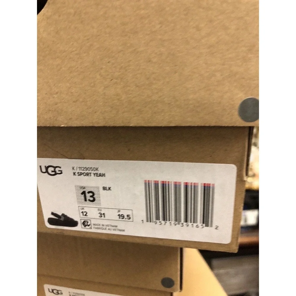 UGG‎ Toddlers Sport Yeah Sandals Black Toddler Kids Size 13 Black W/ B/W Strap
